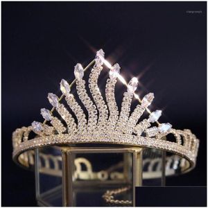 Accesorios para el cabello Clips Barrettes Barroco Royal Queen Crown Zircon Crystal Rhinestone Stone Tiara para mujeres Traje Nupcial Gota Entregar Dhgf4