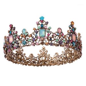 Accessoires de cheveux Clips Barrettes Baroque Vintage Royal Queen Crown Colorf Jelly Cristal Strass Pierre Tiara Femmes Costume Mariée Dr Dhwzk