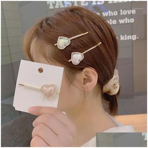 Haaraccessoires Clips Haarspeldjes Zuid-Korea Dongdaemun Pearl Love Haarspeld Girl Side Liu Seaside Clip Eenvoudige metalen eendenbek met edelsteen D Dhy41