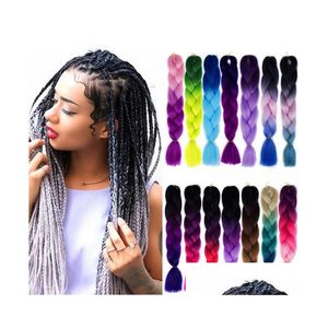 Accessoires pour cheveux Clogget Braids Kanekalon Synthétique 24 pouces Jumbo Tressage 100G / Pack Blonde Gris Twists Extensions Drop Livraison Bébé Dhrk9