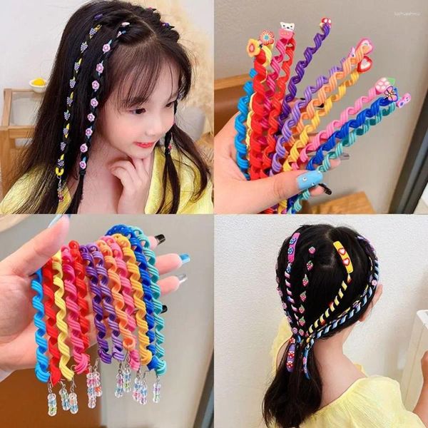 Accesorios para el cabello, cuerda trenzada colorida, banda trenzada de plástico, horquillas elásticas DIY para niñas