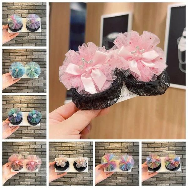 Accesorios para el cabello Redes de estilo princesa coloridas para niños, fiesta de cumpleaños, danza, actuación, malla, Clip elegante y encantador para chicas jóvenes