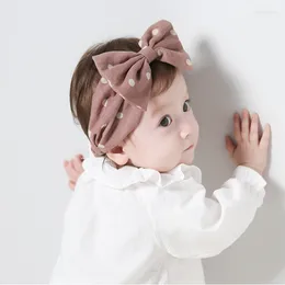 Accesorios para el cabello Algodón Lindo Punto de onda Arco Banda rosa Anillo de estilo Ins ajustable para bebé nacido