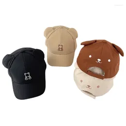 Accessoires de cheveux Chapeaux de soleil en coton pour enfants Bébé Summer Snapback Chapeau Filles et garçons Dessin animé Ours mignon Broderie Enfants Casquette de baseball