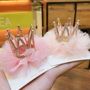 Accessoires pour cheveux, épingle à cheveux créative pour enfants, princesse sud-coréenne, filet en maille, fleur 3D, couronne, couvre-chef mignon pour filles