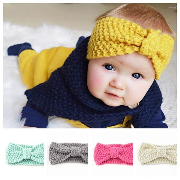 Accesorios para el cabello para niñas, diadema elástica de lana tejida a ganchillo, envoltura para la cabeza cálida para invierno, bandanas para niños y bebés