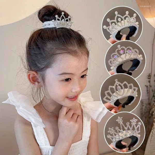 Accesorios para el cabello tocados De corona cabeza De albóndiga para niños abrazadera De torsión hebilla De cola De caballo Complementos De Moda brillante