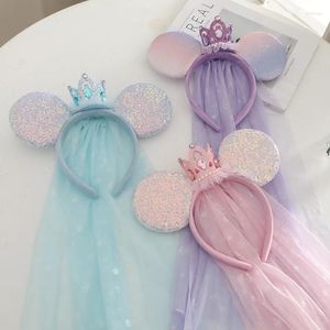 Haaraccessoires Crown Mouse Ears Hoofdband met sluier pailletten 5 