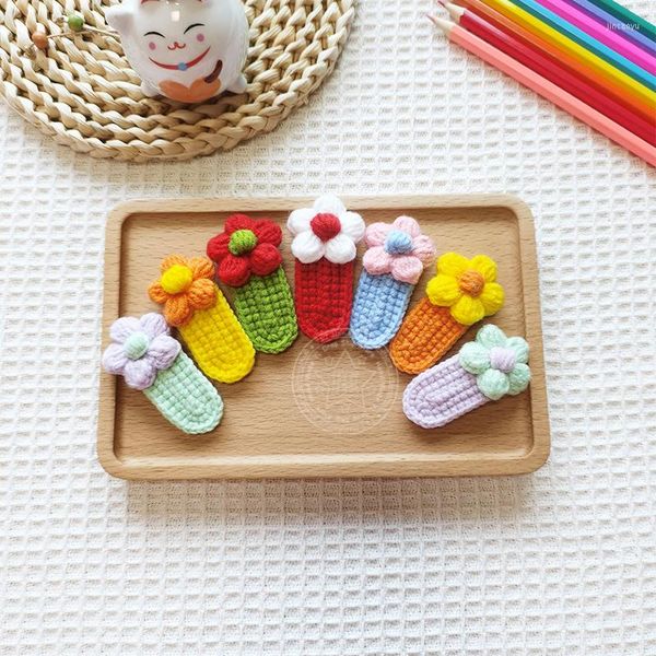 Accessoires cheveux mignon 3D fleur Clips à la main Crochet Clip laine douce tricot Barrettes enfant filles chapeaux femmes