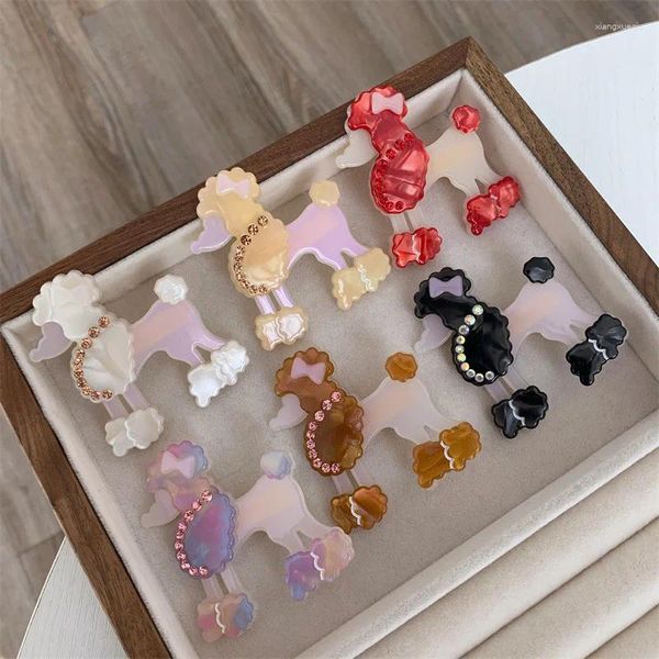 Accessoires de cheveux Animal mignon Animal Assortir la couleur acétate clip Cartoon Poodle Side frange Sweet Girl Pins and Clips Cadeaux Accessoires