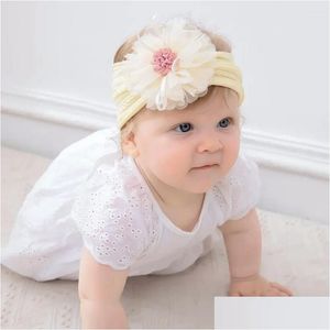 Accessoires de cheveux Mignon Bébé Enfants Bandeaux Bandeau Head-Wear Big Flower Princess Coiffe Turban pour les filles en bas âge 0-3Y Drop Delive Otkzh