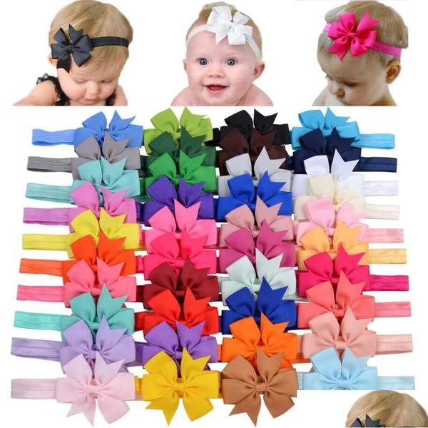 Accessoires de cheveux Mignon Bow Tie Bandeau Bande DIY À La Main Gros-Grain Ruban Élastique Hairband Bébé Enfants 30 Couleurs Drop Livraison Maternit Dhke6