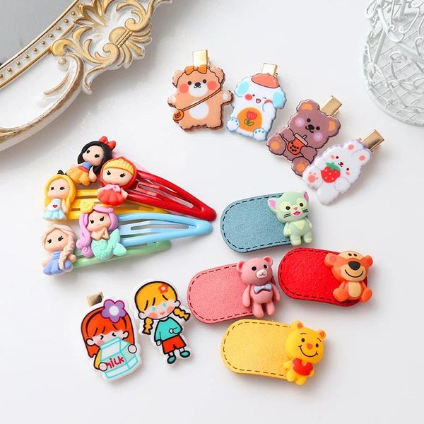 Accessoires pour cheveux, épingle à cheveux de dessin animé mignon, bandes d'ours de princesse, épingles à cheveux pour filles, Clips doux pour enfants, Barrettes à la mode