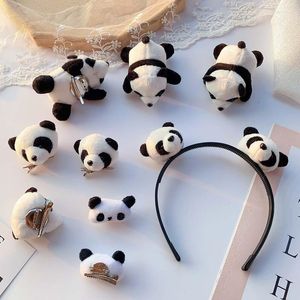 Haaraccessoires schattige cartoon panda elastische band haarspeld voor meisjes rubberen stropdas broche pins clips haarband hoofddeksel