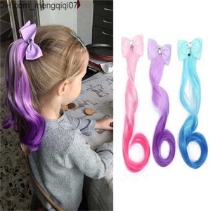 Accessoires pour cheveux Enfants mignons Gradient Bow Pinces à cheveux Coiffe queue Cordes à cheveux Bébés filles Perruque colorée Pigtail Élastique Enfants Chapeaux 220610 Z230701