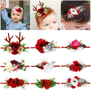 Haaraccessoires Leuke kerstgeweien Babyhoofdbanden Zacht nylon Geboren hoofdbanden Meisje Peuter Haarspeld Hoofddeksels Elastisch