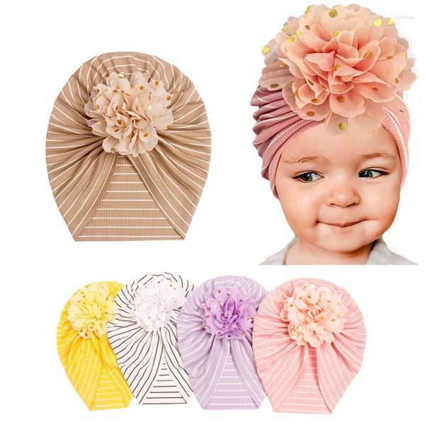 Accessoires pour cheveux, chapeau de bébé à fleurs mignonnes pour filles, Turban doux, casquette d'automne pour tout-petits, Bonnet, couvre-chef pour enfants