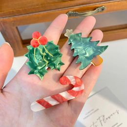 Accessoires de cheveux mignons en épingle de cheveux de Noël français drôle à feuilles persistantes avec des clips de griffe de cerise