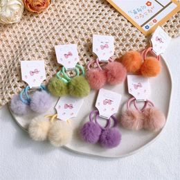 Accesorios para el cabello Lazos de niña linda Cuerdas de color caramelo de bola de pelo de otoño e invierno simples para niños de moda