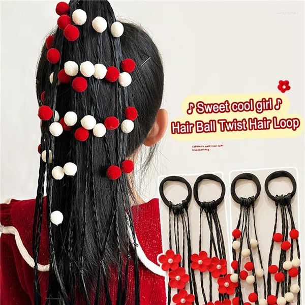 Accesorios para el cabello lindas pelucas para niñas, diademas de cola de caballo para niños, banda elástica con flores, tocado de cuerda trenzada de goma Simple