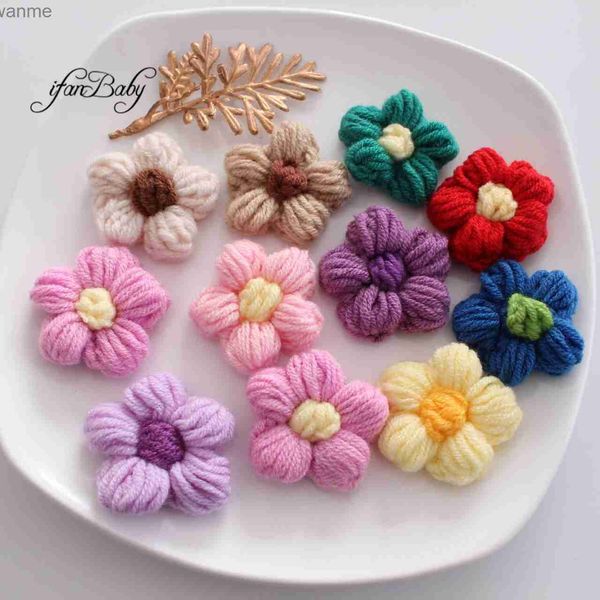 Accessoires de cheveux mignons méchants de cheveux tissés à la main et fleurs de crochet adaptées aux enfants bricolages filles pinces de cheveux chapeaux et patchs faits à la main wx