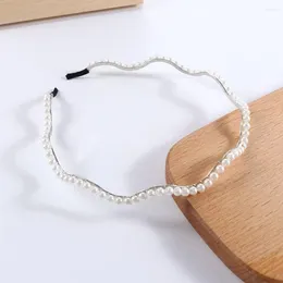 Accesorios para el cabello para mujer y niña, diadema de Metal con perlas, diadema blanca, aro para la cabeza