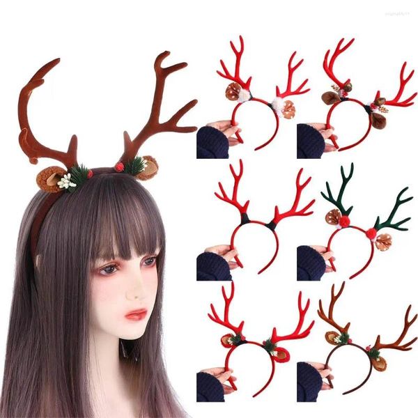 Accessoires pour cheveux, boule en peluche de cerf de fête, grands bois antidérapants pour femmes, cerceau de noël, bandeau de Style coréen, wapiti