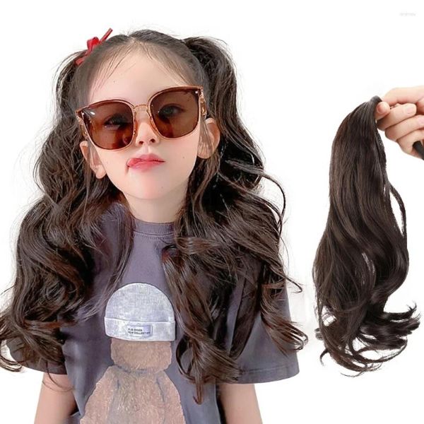 Accesorios para el cabello Lindo Plait Kids Ponytail Wig Girl Strappy Long Curly Ciñeras de maíz Perma de maíz Perma doble Falsas Falsas Falsas