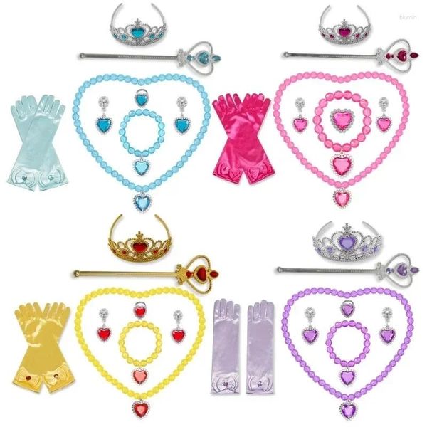 Accessoires de cheveux mignons Headswear Princess For Girl Cosplay Collit Collier Gants Perche des enfants Bijoux