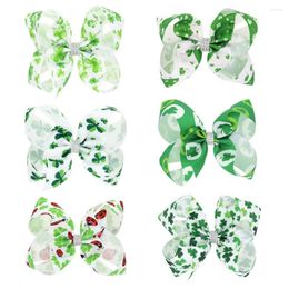 Accessoires pour cheveux Mignon St Patricks Day Bow Filles Glitter Paillettes Shamrock Décor Clips Irlandais Vert Gros-Grain Ruban Alligator Barrettes