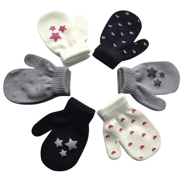 Accesorios para el cabello Cute Star Print Toddler Infant Winter Mitones forrados con vellón Easy-on Baby Boy Girls Guantes gruesos cálidos Outdoor Hand Warme