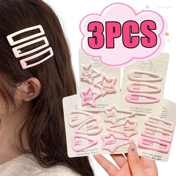 Accesorios para el cabello, bonitos Clips BB de Metal de color rosa dulce para mujeres y niñas, pasadores geométricos encantadores en forma de estrella, sombreros femeninos 3 unids/lote