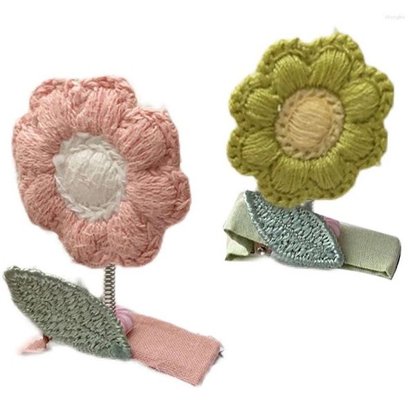 Accessoires pour cheveux Mignon tournesol tridimensionnel tricoté printemps épingle à cheveux Girly douce fleur frange pince latérale ludique mode fille