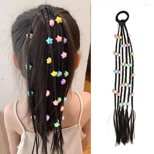 Accesorios para el cabello, decoración para niños, peluca con trenzas de boxeo Natural, cola de caballo sintética para niñas, pelucas coloridas con lazo torcido