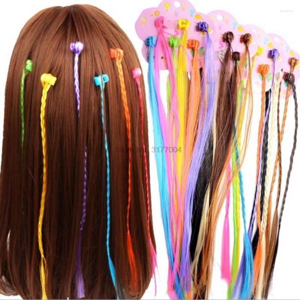 Accesorios para el cabello DHL 500set 6 unids/set pelucas coloridas para niñas adorno de cola de caballo Pin Clip de belleza accesorios para niños