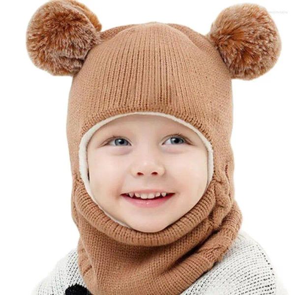 Accesorios para el cabello Doit Baby Boy Beanie Proteger el cuello Sólido A prueba de viento Invierno Niño Infantil Gorro de punto Punto Cálido Fleece Niños Niñas Gorros con orejeras