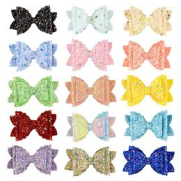 Haaraccessoires Dubbellaags Pailletten Glitter Golf Leer Handgemaakte Strik Zonder Clips Band DIY Accessoire Schoenen Hoeden Kleding 5 stks/partij