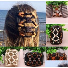 Accessoires pour cheveux Facile Magic Wood Perles Double Peigne Clip Extensible Femmes Cheveux Peignes Clips Tête Ornements Drop Livraison Bébé Enfants Matern Dhf02