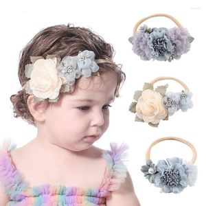 Accessoires pour cheveux, bandeaux à nœud floral en tissu élastique pour bébés filles, Turban en Nylon pour enfants, accessoire en caoutchouc extensible et maigre