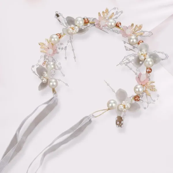 Accesorios para el cabello, guirnalda elástica de alta gama, diadema para novia, diadema ajustable para niñas, decoración de flores, joyería nupcial