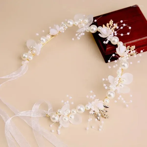 Accessoires de cheveux élégants bohème imitation des hurlages de perles imitation pondérations nuptiales de mariage fleuri garland couronnes romantiques fleures filles