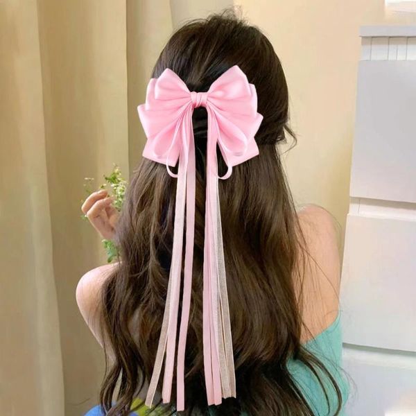Accessoires de cheveux élégant Clip de ruban d'arc à mode Simple Solie Silk Hair Hair Hair