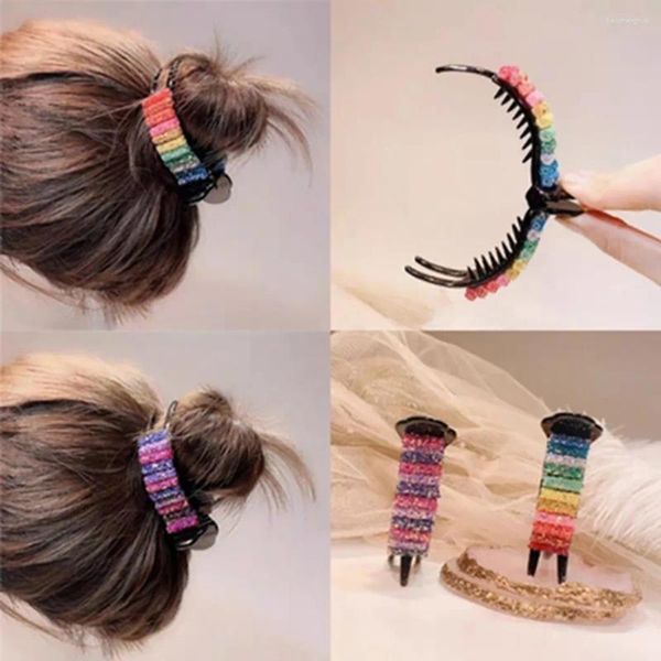 Accesorios para el cabello elegante caramelo Topknot Clip coreano espalda cabeza acrílico captura rizador chica arco iris Tiara