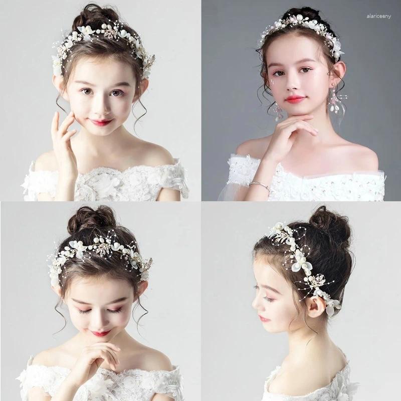 Accessoires de cheveux Couronne d'enfants élégants Fille Bandeau Princesse Tiara Couronne Décoration Mariée Mariage Pographie Vacances Po Coiffe