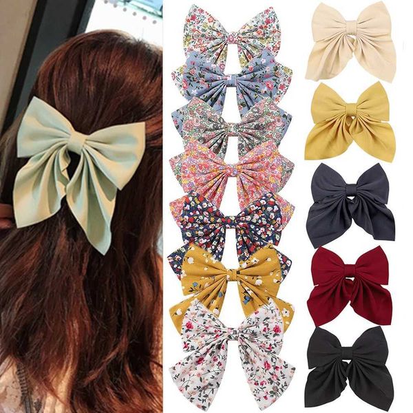 Accessoires de cheveux élégants en coton floral Bow Spring Butterfly Clip de cheveux à la mode accessoires sucrés adaptés aux filles D240513