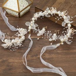 Accessoires de cheveux filles élégantes bandeaux de perles enfants bandeau de mariage de mariée coiffure couronne de fleurs mariée guirlande tête cerceau bijoux