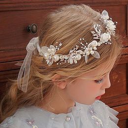 Haaraccessoires Elegante Pearl Crowns Bloemkrans Hoofdband Girls Bruids Hoofdtooi Bruid Garland Hoofd Hoop Wedding Headbands Sieraden 230412