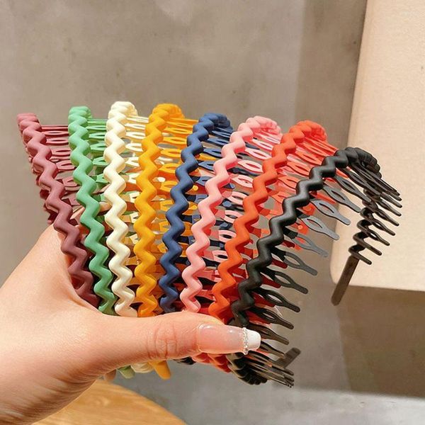 Accesorios para el cabello elegante Vintage plástico Color sólido lavado de cara con tocado de dientes aro de estilo coreano diadema para niñas