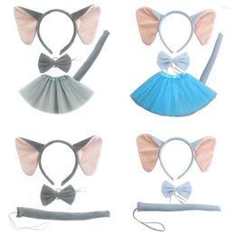 Haaraccessoires Olifant Kostuum Oren Hoofdband Staart Vlinderdas Poten Tutu Rok Dier Fancy Kit Halloween Cosplay Party