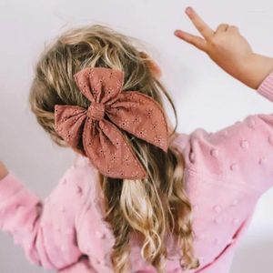 Accessoires pour cheveux Europe et États-Unis Haut de gamme Broderie évidée Épingle à cheveux pour enfants 6 pouces Bow Line Fille en coton coloré